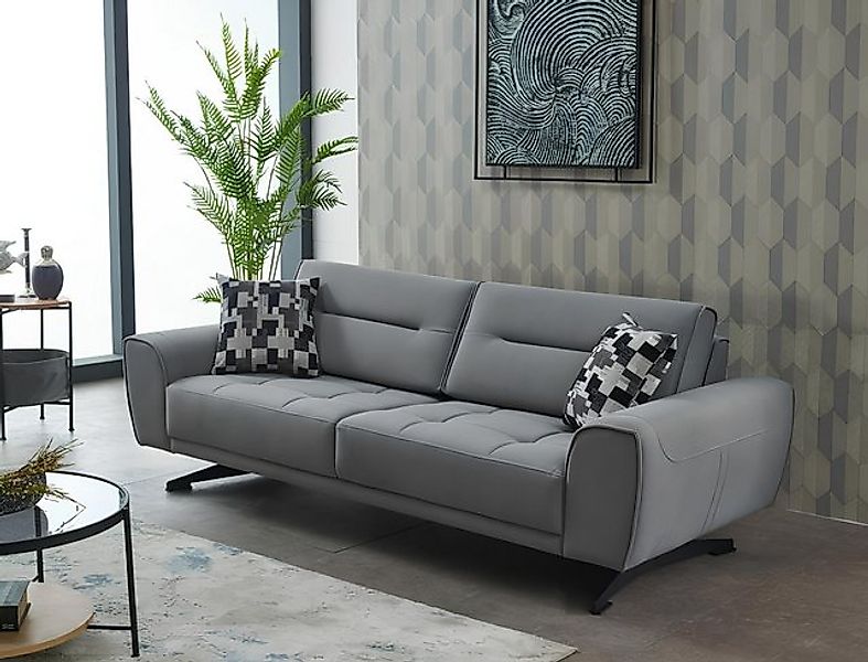 JVmoebel Sofa Dreisitzer Sofa 3 Sitzer Stoffsofa Couch Polstersofa Grau Mod günstig online kaufen