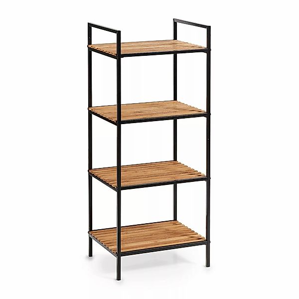 Zeller Standregal mit 4 Ablagen Bambus/Metall 95 cm x 33 cm x 39 cm Schwarz günstig online kaufen