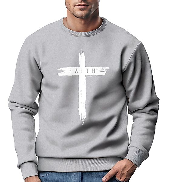 Neverless Sweatshirt Sweatshirt Herren Aufdruck Kreuz günstig online kaufen