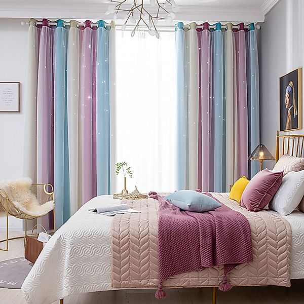 OKWISH Verdunkelungsvorhang 2er Set Curtains Farbverlauf günstig online kaufen