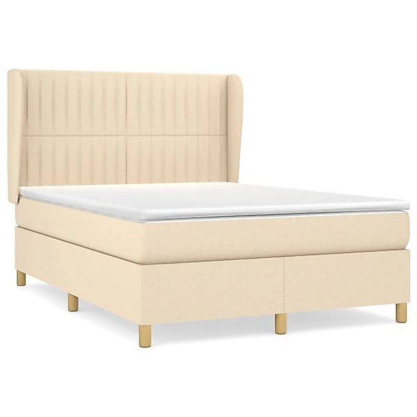 vidaXL Boxspringbett mit Matratze Creme 140x200 cm Stoff 3128690 günstig online kaufen