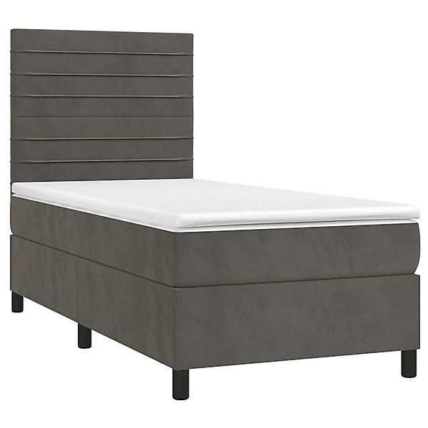 vidaXL Boxspringbett mit Matratze & LED Dunkelgrau 100x200 cm Samt 3136168 günstig online kaufen