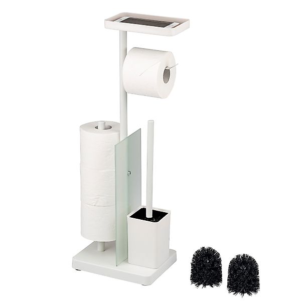 eluno WC-Garnitur 4in1, WC-Bürste, Rollenhalter schwarz günstig online kaufen