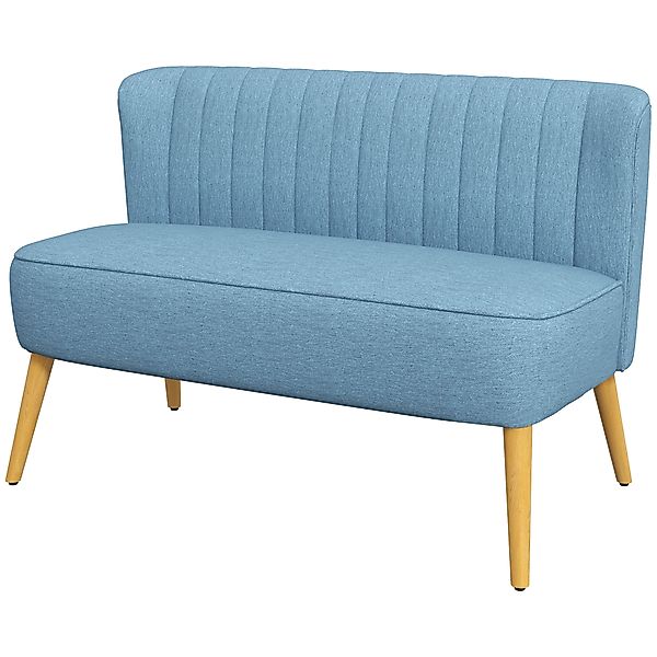 HOMCOM 2-Sitzer Sofa Loveseat mit Leinenoptik, Doppelsofa mit Holzbeinen, b günstig online kaufen