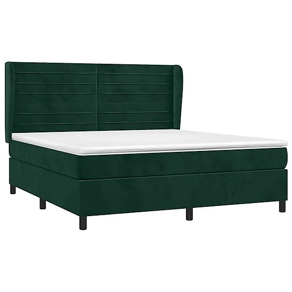 vidaXL Boxspringbett mit Matratze Dunkelgrün 180x200 cm Samt 3129288 günstig online kaufen