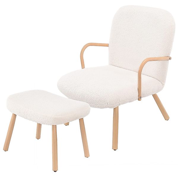 FUROKOY Ohrensessel Relaxsessel mit Hocker, Teddysamt, günstig online kaufen