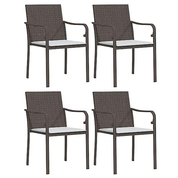 vidaXL Gartenstühle mit Kissen 4 Stk Braun 56x59x84 cm Poly Rattan 3187073 günstig online kaufen