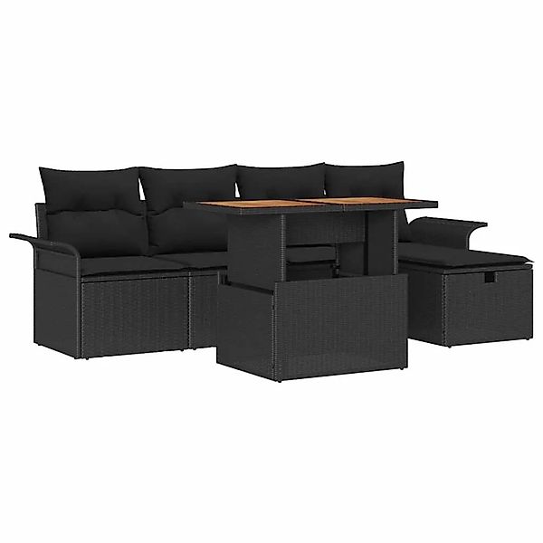 vidaXL Garten-Sofa-Set mit Kissen 6-Tlg Schwarz Poly Rattan 3359908 günstig online kaufen