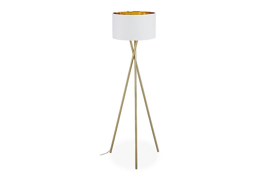 relaxdays Stehlampe Dreibein Stehlampe in Weiß & Gold günstig online kaufen