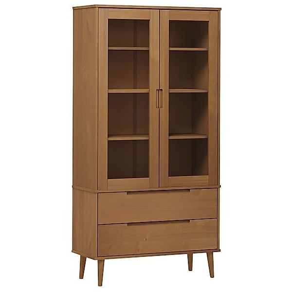 vidaXL Vitrine Vitrinenschrank MOLDE Braun 90x35x175 cm Massivholz Kiefer günstig online kaufen