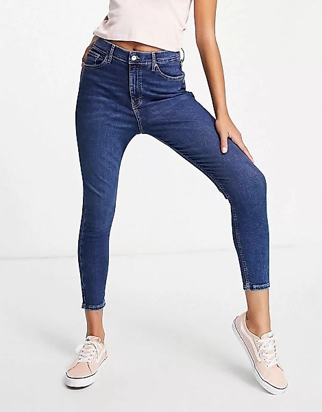 Topshop – Jamie – Jeans aus einem recycelten Baumwollmix in kräftigem Blau günstig online kaufen
