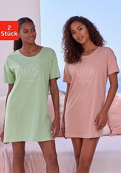 Vivance Dreams Bigshirt Set, 2 Stück, mit zart skizziertem Frontdruck günstig online kaufen