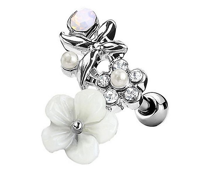 Taffstyle Piercing-Set Tragus Helix Stecker mit Hawaii Blüte, Cartilage Kno günstig online kaufen