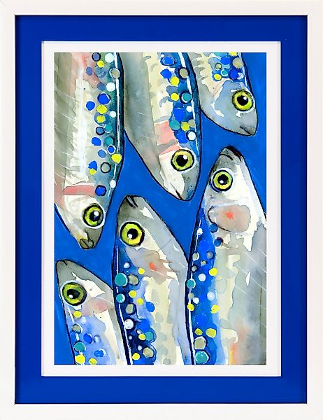 queence Bild mit Rahmen »Fische, Fischbild, blau, blautöne«, Wassertiere-Ku günstig online kaufen