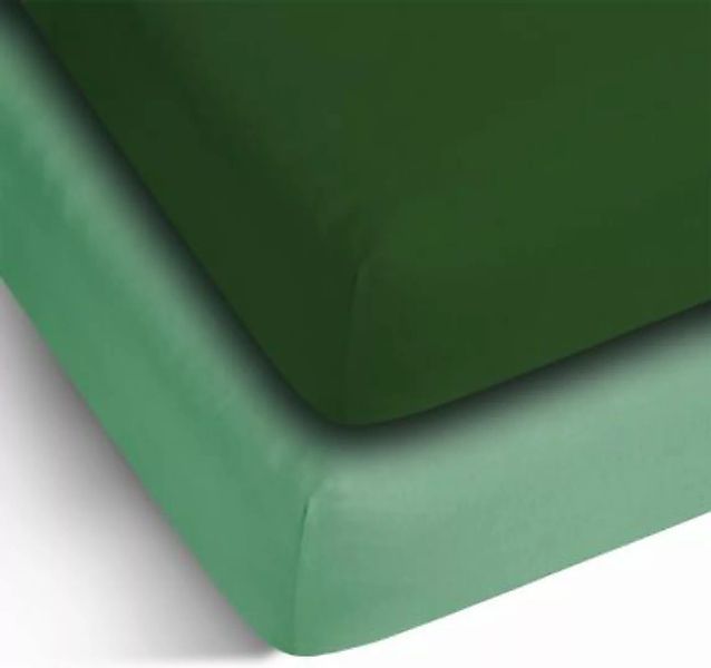 Aspero® 2 x Spannbettlaken aus Baumwolle Bettlaken grün/blau Gr. 140-160 x günstig online kaufen