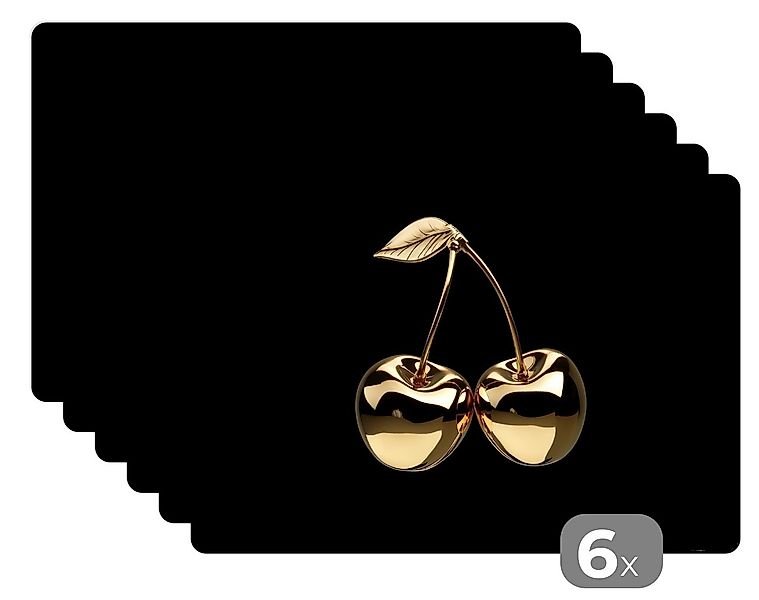 MuchoWow Platzset Kirsche - Schwarz - Gold - Chrom, (6-St), Platzsets, Tisc günstig online kaufen