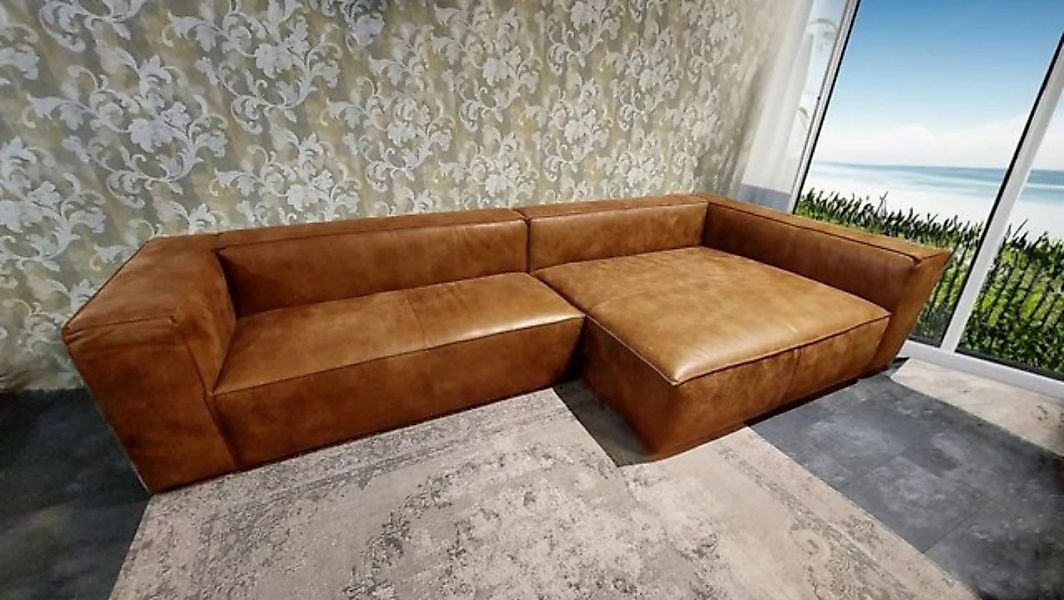 Natur24 Sofa Sofa SummerxXL Ottomane Rechts Leder Cognac 354x156x71 Block C günstig online kaufen