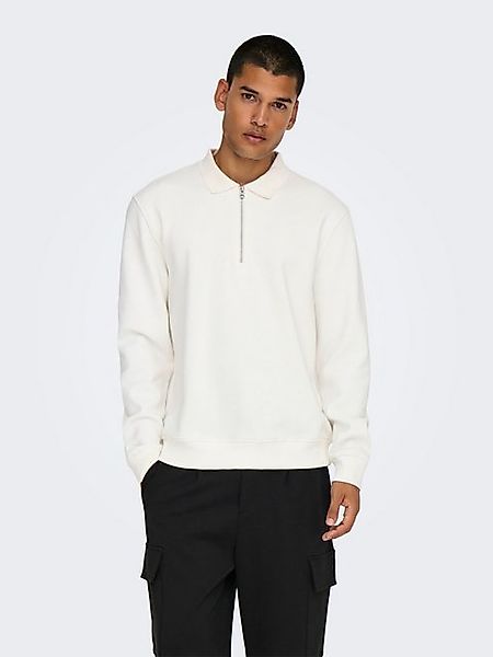 ONLY & SONS Sweatshirt Polokragen Viertelknopfleiste Regular Fit ONSABBOTT günstig online kaufen