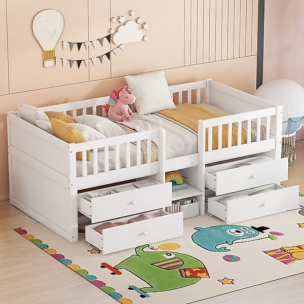 Flieks Hochbett Halbhohes Bett Kinderbett 90x200cm günstig online kaufen