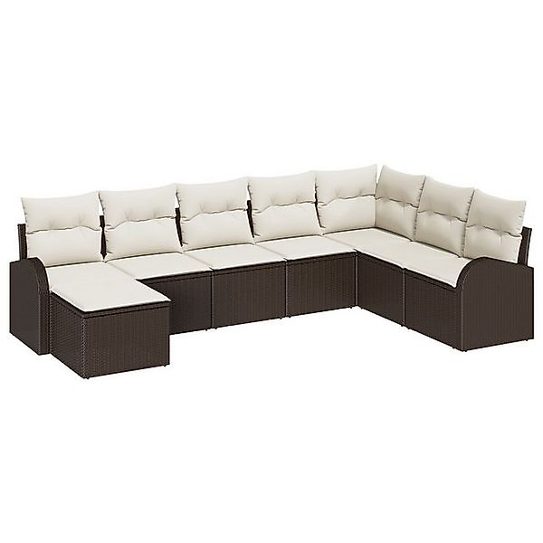 vidaXL Loungesofa 8-teiliges Garten-Sofa-Set mit Kissen aus braunem Poly-Ra günstig online kaufen