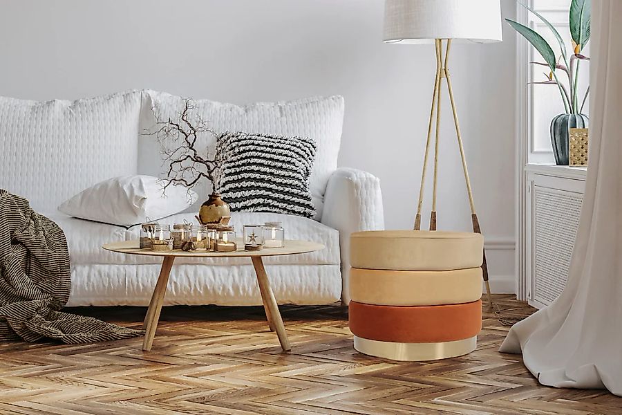 Kayoom Sitzhocker "Hocker Elyse, Edler Touch durch goldenen Sockel" 1 Stk. günstig online kaufen