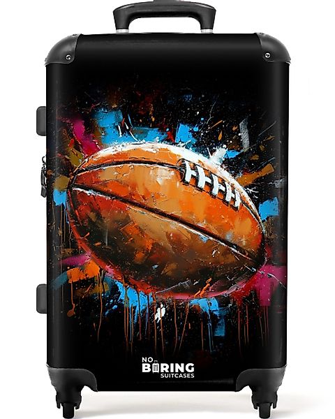 NoBoringSuitcases.com© Hartschalen-Trolley Rugby-Ball umgeben von Graffiti günstig online kaufen
