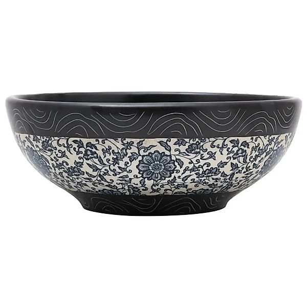vidaXL Aufsatzwaschbecken Schwarz und Blau Rund Ø41x14 cm Keramik 155063 günstig online kaufen