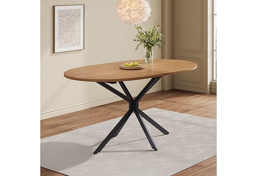 Flieks Esstisch 120x80x75,5cm (1-St., 1 Tisch), ovaler Küchentisch mit Holz günstig online kaufen