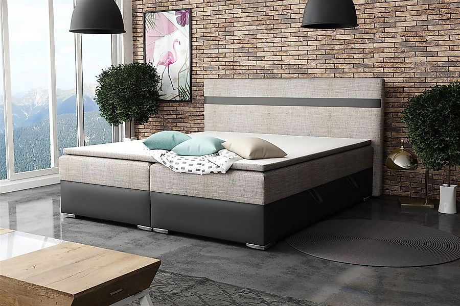 Fun Möbel Boxbett Schlafzimmerbett DAWID in Stoff/Kunstleder (inkl. Bettkäs günstig online kaufen
