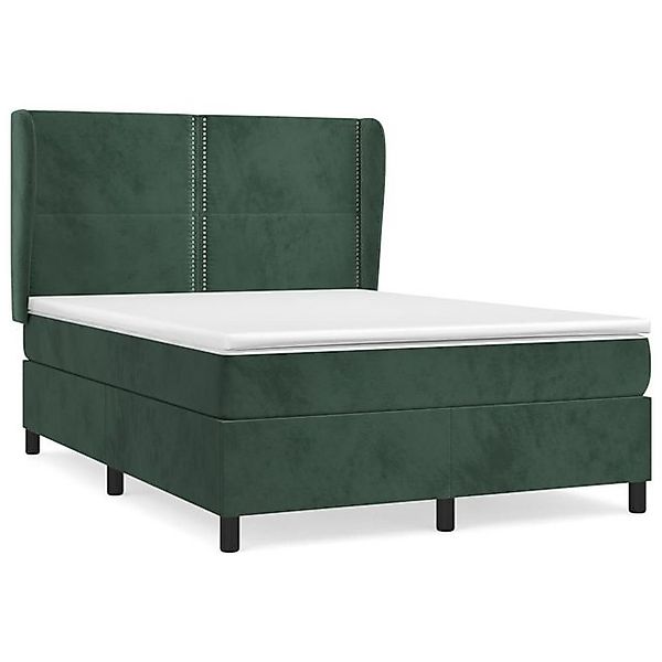 vidaXL Boxspringbett, Boxbett mit Matratze Dunkelgrün 140x190 cm Samt günstig online kaufen