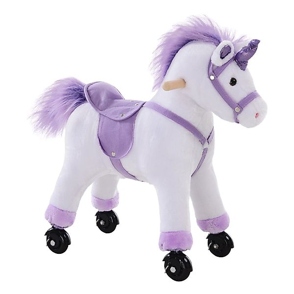HOMCOM Stehtier Reitpferd auf Rollen, Lila günstig online kaufen