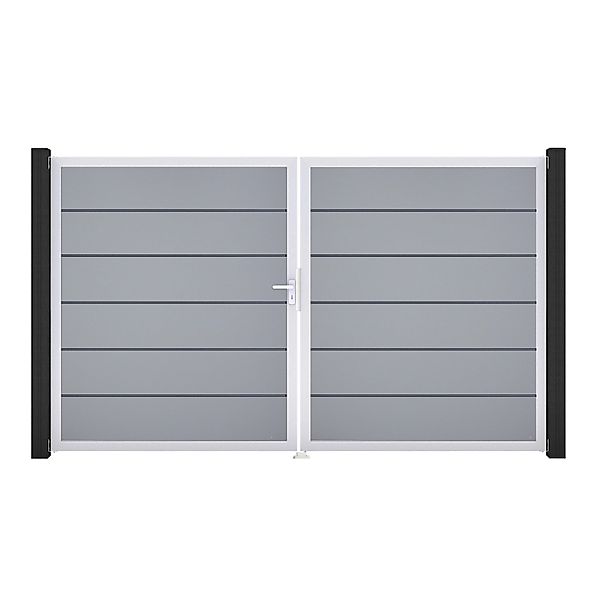 GroJa Tor 2-flg. Basicline Premium Silbergrau EV1 306 cm x 180 cm DIN Links günstig online kaufen