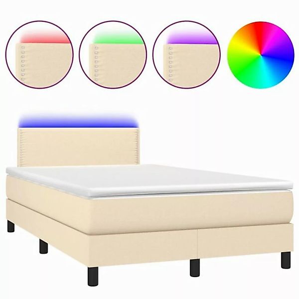 vidaXL Boxspringbett Boxspringbett mit Matratze LED Creme 120x200 cm Stoff günstig online kaufen