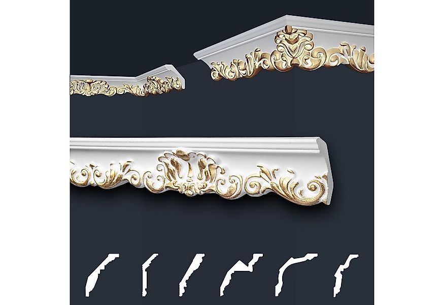 marbet design Stuckleiste B-35 gold, 2 Meter, Deckenleisten Sparpaket aus S günstig online kaufen