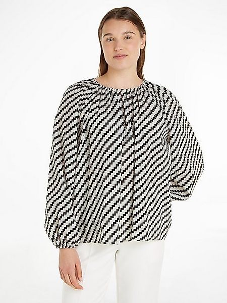 Tommy Hilfiger Blusentop "ZIGZAG GATHERED BLOUSE LS", mit Logopatch günstig online kaufen