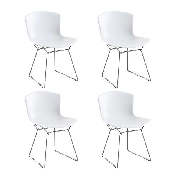 Knoll International - Bertoia Side Chair Gestell Chrom 4er Set - weiß/glasf günstig online kaufen