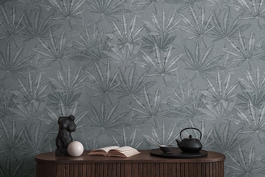 A.S. Création Vliestapete mit Palmenmuster in Grau und Metallic 10,05 m x 0 günstig online kaufen