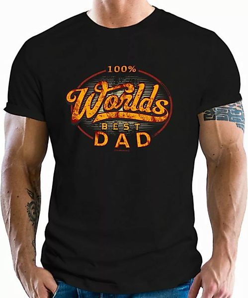 RAHMENLOS® T-Shirt als Geschenk für Väter: 100% Worlds best Dad günstig online kaufen