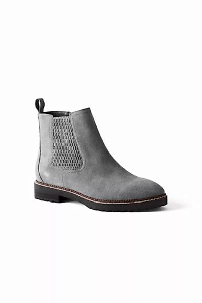 Chelsea-Boots mit Reißverschluss, Damen, Größe: 42.5 Weit, Grau, Leder, by günstig online kaufen