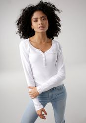 KangaROOS Langarmshirt krempelbare Ärmel, figurbetonter Schnitt, günstig online kaufen