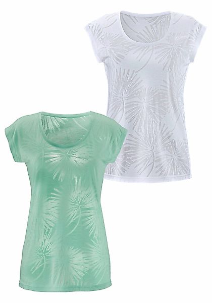 Beachtime Kurzarmshirt mit leicht transparenten Palmen günstig online kaufen