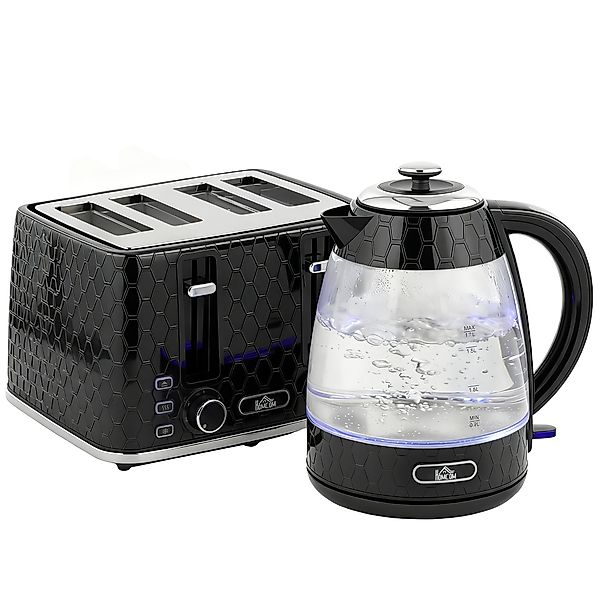 HOMCOM Wasserkocher Toaster Set, 1,7L 2200W Schnellkoch-Wasserkocher mit Ka günstig online kaufen