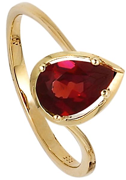 JOBO Goldring "Ring mit Granat Tropfen", 585 Gold günstig online kaufen