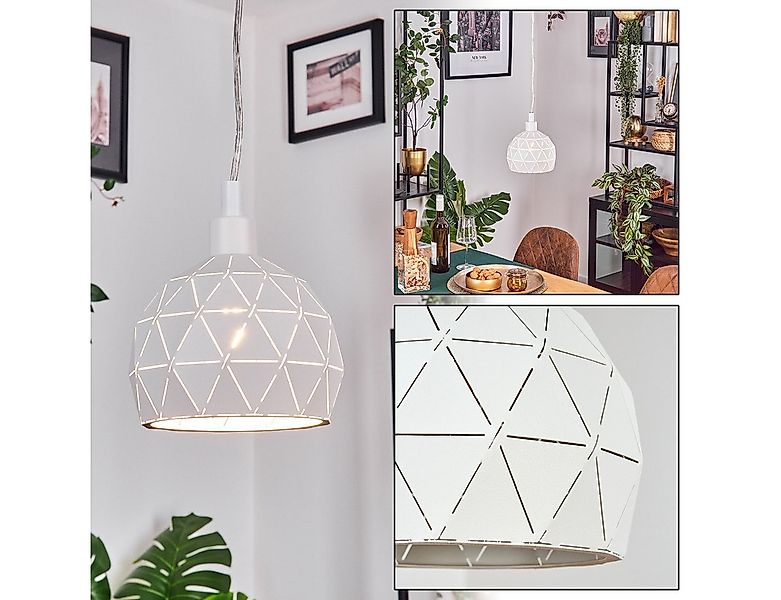 hofstein Hängeleuchte Hängelampe aus Metall in Weiß, ohne Leuchtmittel, Pen günstig online kaufen
