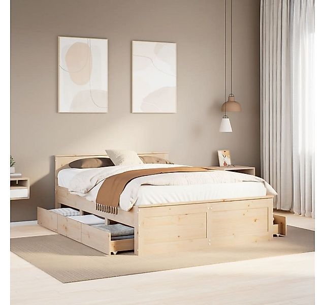 vidaXL Bett, Massivholzbett ohne Matratze mit Kopfteil 140x200 cm Kiefer günstig online kaufen
