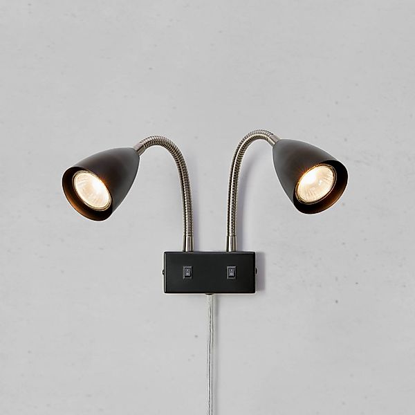 Markslöjd Wandleuchte Ciro, schwarz, Metall, Stecker, GU10 günstig online kaufen