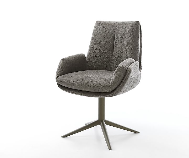 Drehstuhl Clea-Flex Bouclé Soft Schlamm Fußkreuz Effektfinish Titan 360° dr günstig online kaufen