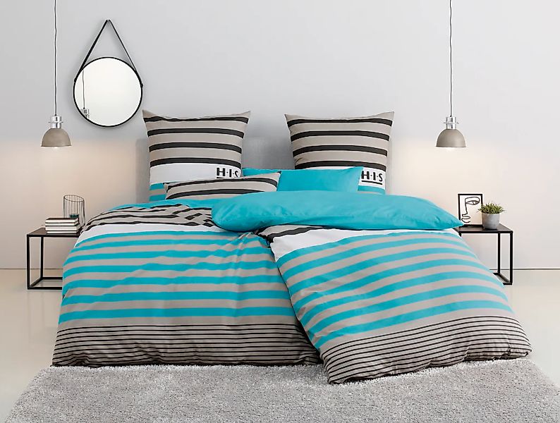 H.I.S Bettwäsche "Majoran" 3 Stk. gestreifte Bettwäsche in verschiedenen Qu günstig online kaufen