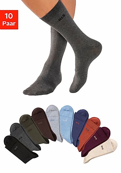 H.I.S Socken Packung, 10 Stk. tlg. mit farbigem Innenbund günstig online kaufen