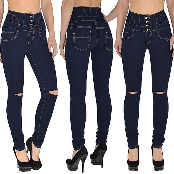 ESRA Skinny-fit-Jeans J22 Risse High Waist Damen Jeans Skinny Hose mit 4 Kn günstig online kaufen